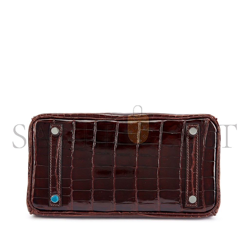 H**mes master birkin 30 crocodile leather bordeaux red silver buckle h041367ck9o (30*22*16cm)